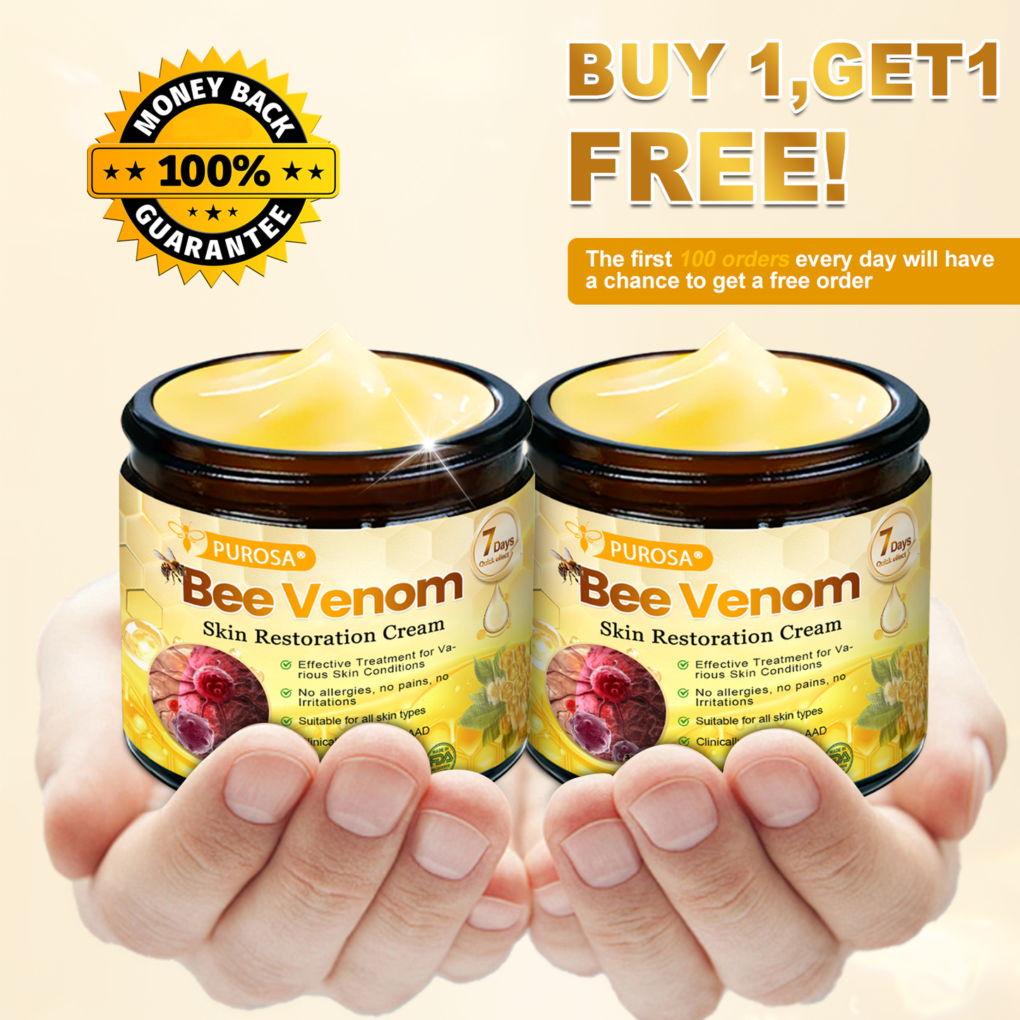 Official U.S. Store🌸PUROSA® Bee Venom Comprehensive Cream🔥LAST DAY: 80% OFF (For sagging skin, fine lines, loss of firmness, flat bust, drooping hips, and more)