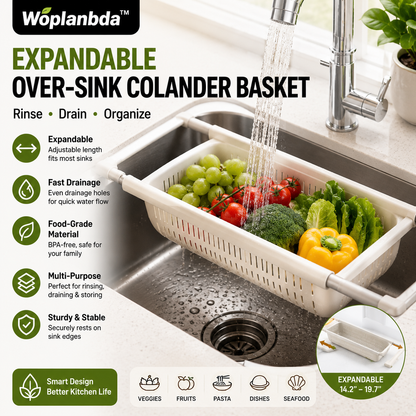 Woplanbda™ Expandable Over-Sink Kitchen Colander Basket