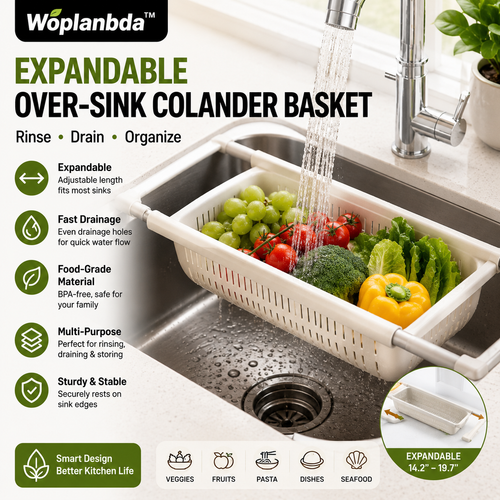 Woplanbda™ Expandable Over-Sink Kitchen Colander Basket