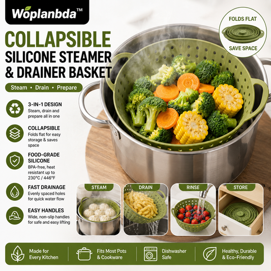 Woplanbda™ Collapsible Silicone Steaming & Draining Basket