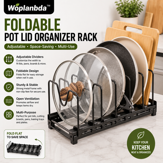 Woplanbda™ Foldable Adjustable Pot Lid Organizer Rack