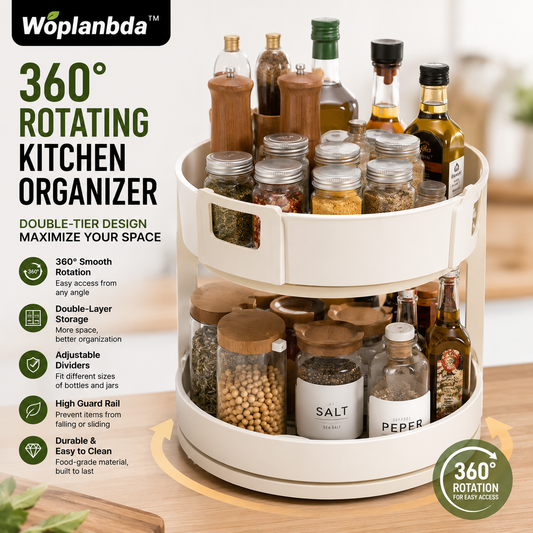 Woplanbda™ 360° Double-Tier Rotating Kitchen Organizer