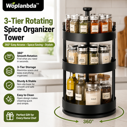 Woplanbda™ 3-Tier Rotating Spice Organizer Tower